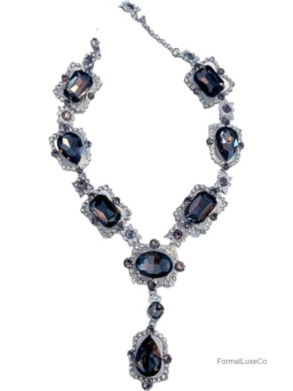 Extra Large Victorian Art Deco Rhinestone Statement Necklace Alloy Wedding